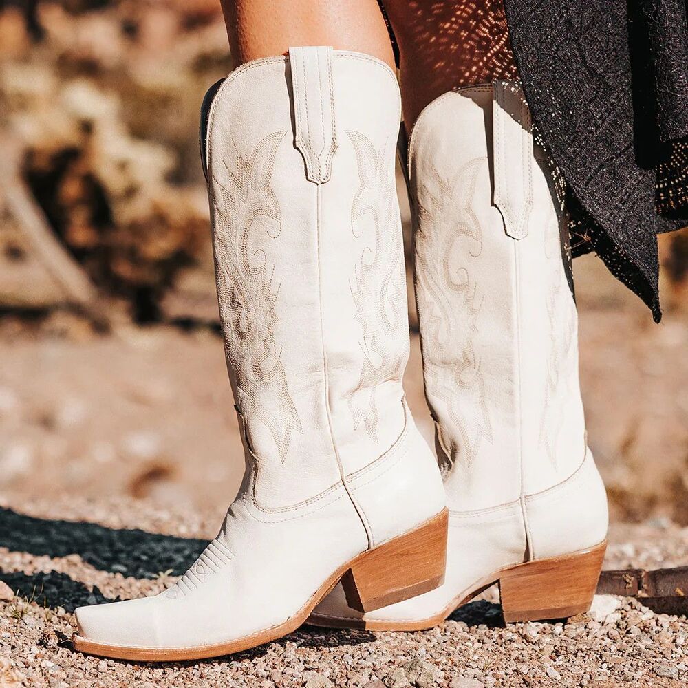 freebird Cream Western Heeled Cowboy Boots